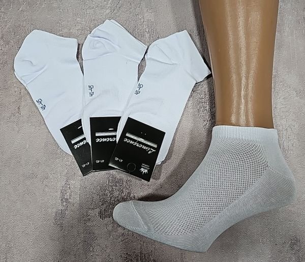 Шкарпетки Житомир "Limerence LUX" 07-861 сітка-cotton чоловічі -(Узбецька бавовна), р. 41-45 -(сіточка -білі -короткі -LUX -чол.) -уп. 12 шт