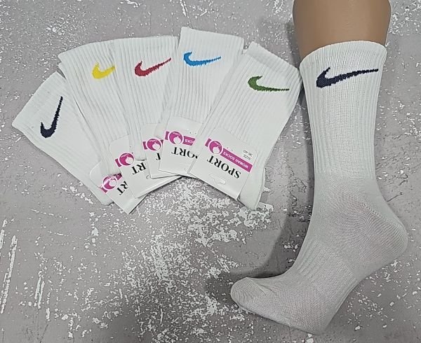 Шкарпетки "SPORT значок" N-723-1 стрейч жіночі, р. 36-40 -(Білі з кольоровим значком /Теніс -високі -уп. 10 шт)