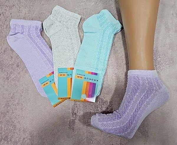 Шкарпетки Житомир "Krokus" 08-17 сітка -економ "короткі" жіночі, р. 36-40 -випадкове асорті -(сіточка +візерунок з колосків /короткі -економ) -уп. 12 шт