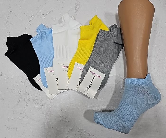 Шкарпетки "NiceSocks" 421-MIX мікрофібра жіночі, р. 36-40 -випадкове асорті кольорів -(Кольорові з виступом /язичком ззаду + посередині гумка фіксатор) -уп. 10 шт