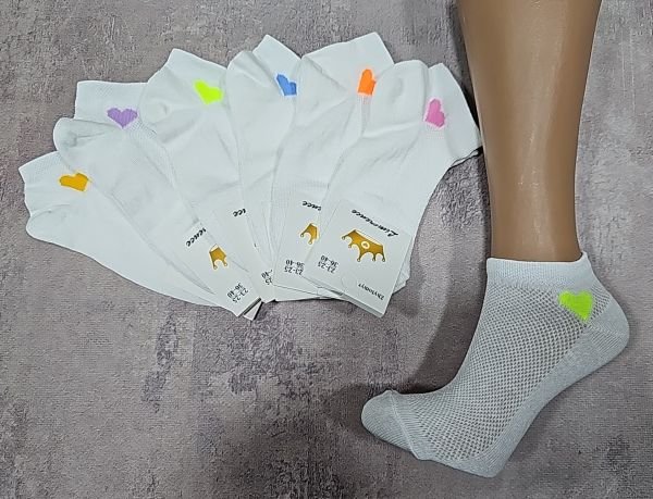 Шкарпетки Житомир "Limerence" 03-58 сітка жіночі, короткі р. 36-40 -(сіточка /білі +під гумкою кольорове серце -короткі) -уп. 12 шт