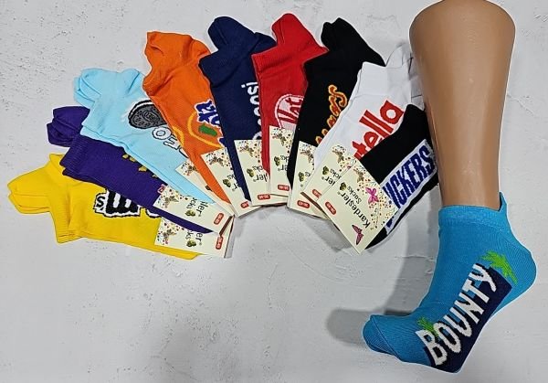 Шкарпетки "Kardesler" KS-004-40 стрейч жіночі, р. 36-40 -асорті -(Короткі /з язичком +різні солодкі написи) -уп. 10 шт