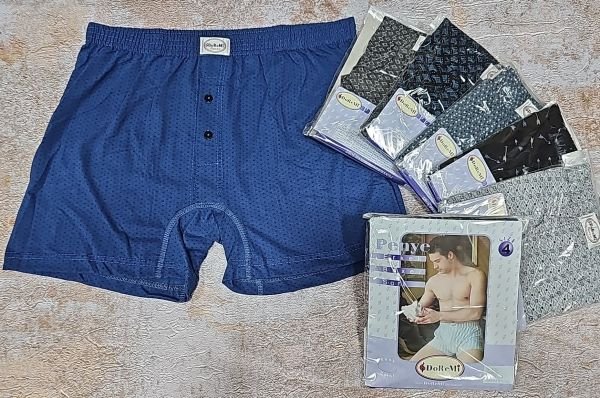 Сімейні труси чоловічі "ДОРЕМІ" 340-п бавовняні з ґудзиками, р. 3,4 -(48, 50) -випадковий мікс забарвлень -(уп. 12 шт)