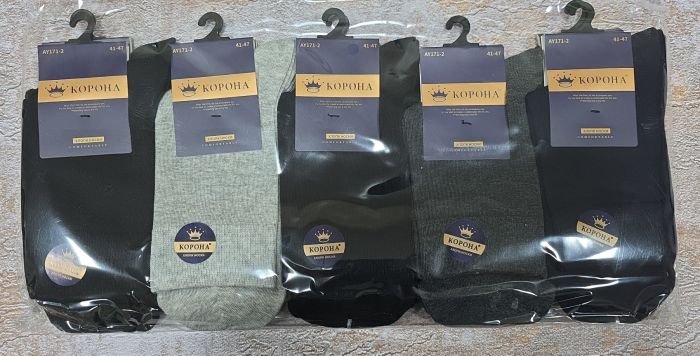 Шкарпетки "Корона" АY-171-2 стрейч /cotton чоловічі, р. 41-47 -асорті -(Однотонні /класика) -уп. 10 шт