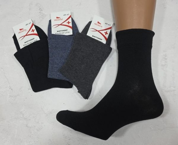 Шкарпетки Житомир "Преміум /Medical Line +" 308-2 стрейч чоловічі "Без резинки", р. 41-45 -(Асорті -Б/р з широким верхом -стрейч чол.)