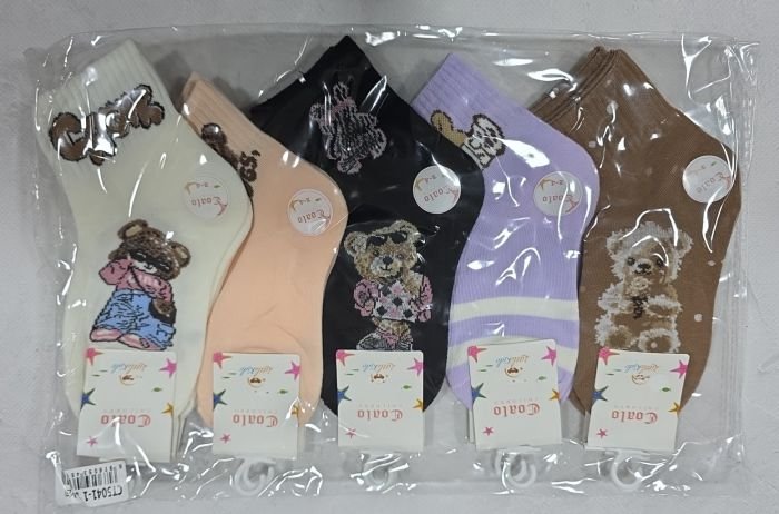 Шкарпетки "Fashion/ Coala" СТ-5041-1 стрейч /cotton дитячі р. 2-4, 4-6, 6-8 років -асорті -(Дівчинка -Ведмежата мікс з широкою гумкою в рубчик) -уп. 10 шт