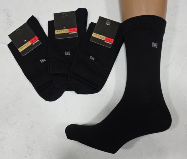 Шкарпетки Житомир "Krokus-CLASSIC" 138-1 cotton-стрейч чоловічі "Класика-високі-бавовна", р. 39-42, 42-45, 45-47 -(чорні /cotton -класика-високі) -уп. 12 шт