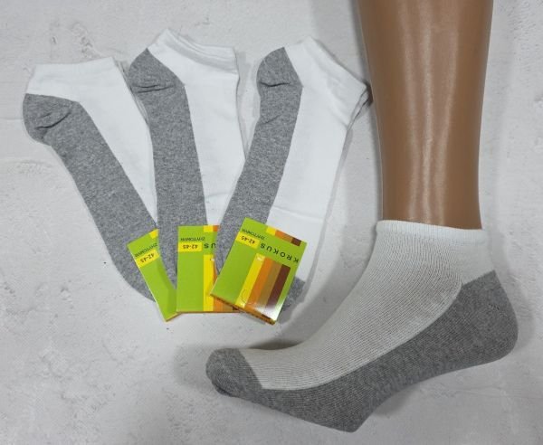 Шкарпетки Житомир "Крокус" 010-10 стрейч чоловічі, р. 42-45 -(Сірий низ + білий верх /короткі -чоловічі)
