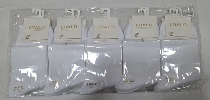 Шкарпетки "COALO" BY-7500-1 стрейч /cotton жіночі, р. 36-41 -(Середні / білі +широка гумка в рубчик -жін.) - уп. 10 шт