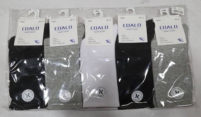 Шкарпетки "COALO" 7800-Ж стрейч /cotton жіночі, р. 36-41 -(Теніс/ асорті -сірі, білі, чорні -жін.) - уп. 10 шт