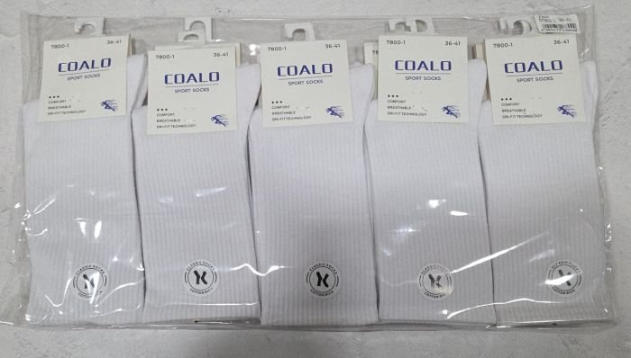 Шкарпетки "COALO" 7800-1 стрейч /cotton жіночі, р. 36-41 -(Теніс /білі -жін.) - уп. 10 шт