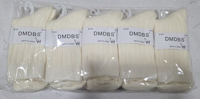 Шкарпетки "DMDBS" В-534 вовна лами жіночі, р. 36-41 -(Молочні в рельєфний рубчик) -уп. 10 шт