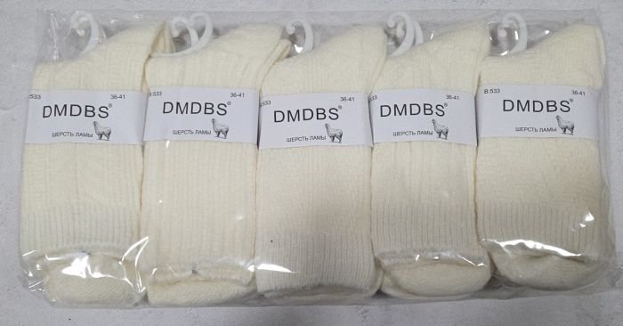 Шкарпетки "DMDBS" В-533-Ш вовна лами жіночі, р. 36-41 -(Високі /молочні з різними мікс візерунками) -уп. 10 шт