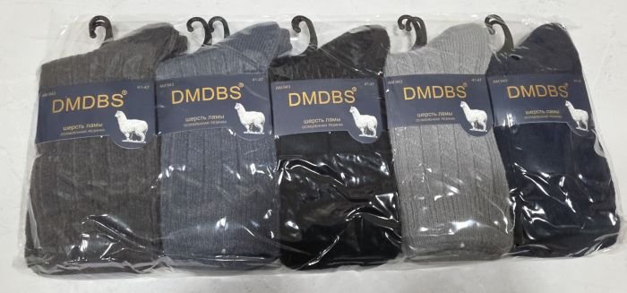 Шкарпетки "DMDBS" АМ-943 вовна лами чоловічі з ослабленою гумкою, р. 41-47 -асорті -(Однотонні в рельєфний рубчик з візерунком) -уп. 10 шт
