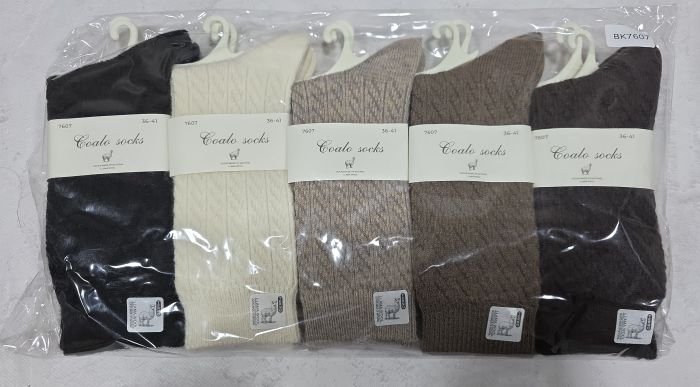 Шкарпетки "Coalo socks" ВК-7607 вовна лами /термо жіночі, р. 36-41 -асорті -(Однотонні з в'язаним рельєфним візерунком -середня косичка) -уп. 10 шт