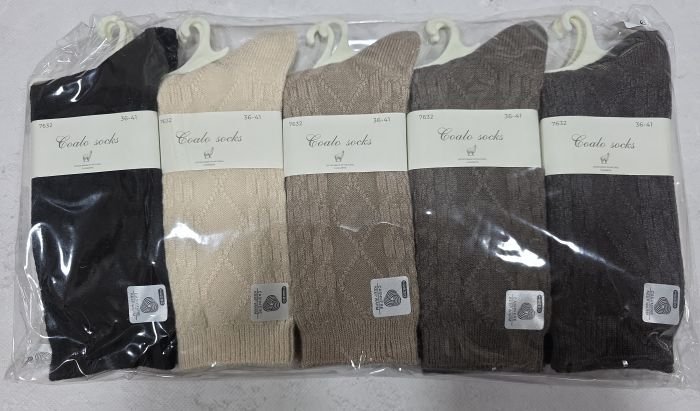 Шкарпетки "Coalo socks" ВК-7632 кашемір /термо жіночі, р. 36-41 -асорті -(Однотонні з в'язаним рельєфним візерунком -великі ромби між дрібних косичок) -уп. 10 шт