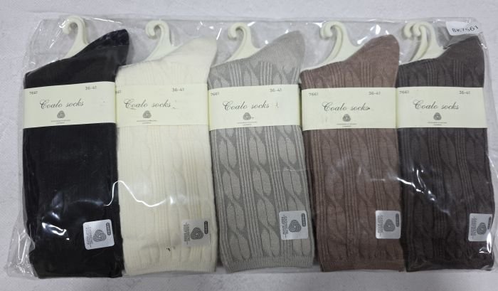 Шкарпетки "Coalo socks" ВК-7661 кашемір /термо жіночі, р. 36-41 -асорті -(Однотонні з рельєфним візерунком з косичок та тонким рубчиком) -уп. 10 шт