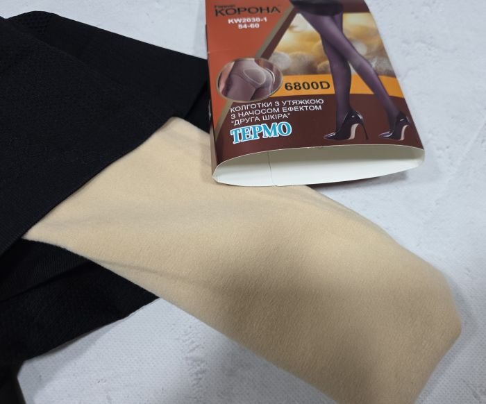 Колготки "Корона" KW-2030-3-Ф -(42-48) з начосом з імітацією капронових та з ефектом голих ніжок +зверху підтримуючі трусики з ефектом push-up -уп. 1 шт