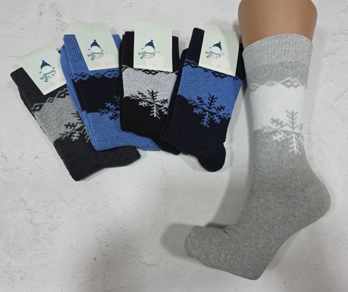 Шкарпетки "NiceSocks" 502-1 махрові жіночі, р. 36-40 -асорті -(Махра -двокольорова велика сніжинка) -уп. 10 шт