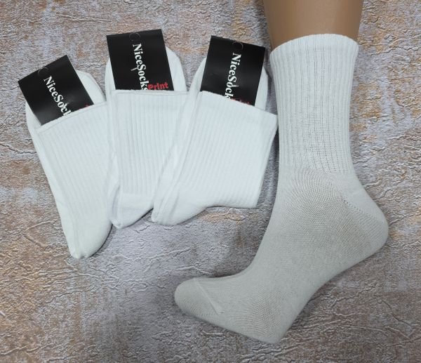 Шкарпетки "NiceSocks" 701-WHITE стрейч жіночі, р. 36-40 -(Cередні /білі +гумка в рубчик -стрейч) -уп. 10 шт