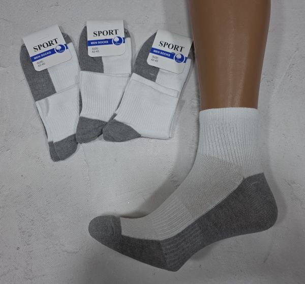 Шкарпетки "Nice" 704-1 стрейч чоловічі, р. 42-45 -(Середні /Білі +із сірою підошвою +гумка в рубчик -чол.) -уп. 10 шт