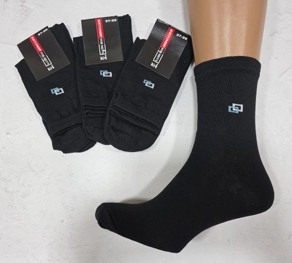 Шкарпетки Житомир "КОІ- FOR MEN`S" 017-17 стрейч чоловічі, р. 27-29 -(Чорні -класика + збоку вишивка) -уп. 12 шт