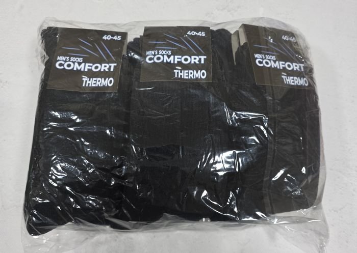 Шкарпетки "Дукат-Comfort Thermo" М-4174-02 махрові чоловічі (чорна з білими літерами етикетка -NEW) р. 40-45 -(Махра -чорні) -уп. 12 шт