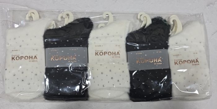 Шкарпетки "Корона" ВY-5496-1 норка жіночі, р. 37-41 -асорті -(Чорні +білі з розсипними камінцями /стразами під гумкою) -уп. 10 шт
