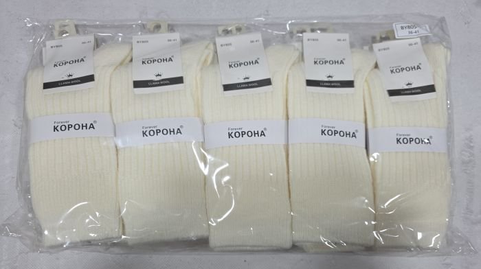 Шкарпетки "Корона" ВY-805-11 кашемір жіночі, р. 36-41 -(Високі /молочні в рельєфний рубчик + широка гумка в дрібний рубчик) -уп. 10 шт