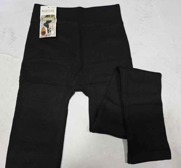 Лосини "Король" А-103 безшовні в рубчик на хутрі, р. L/7XL-(46-50) -(чорні)