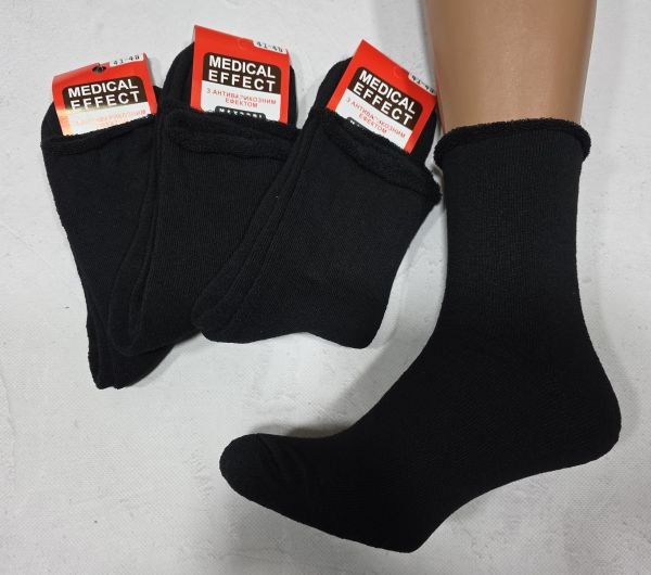 Шкарпетки "Дукат -Medical Effect" 3338-01 махрові чоловічі "Без резинки" р. 41-45 -(Махра -б/р -чорні -чол.) -уп. 12 шт.