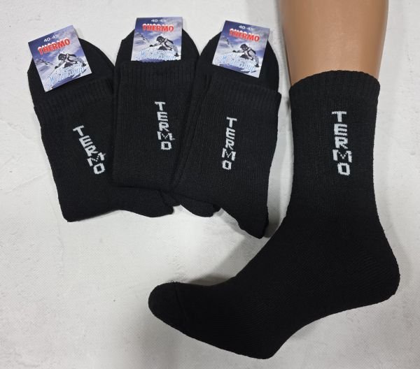 Шкарпетки Житомир "Преміум" 3003-20 махрові чоловічі, р. 40-46 -(Махра -чорні +на гумці в рубчик напис Термо) -уп. 12 шт.