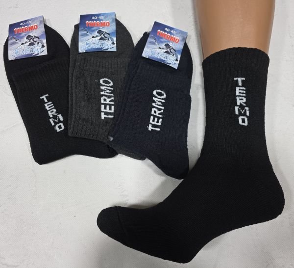 Шкарпетки Житомир "Преміум" 3003-22 махрові чоловічі, р. 40-46 -(Махра -асорті +на гумці в рубчик напис Термо) -уп. 12 шт.