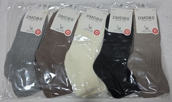 Шкарпетки "DMDBS" В-545 вовна лами з ослабленою гумкою жіночі, р. 36-41 -асорті -(Середні /однотонні в рубчик +широка гумка в тонкий рубчик) -уп. 10 шт