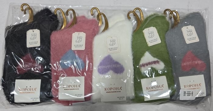 Шкарпетки "Корона" BY-555-8 норка жіночі, р. 36-41 -асорті -(Високі -однотонні +збоку кольорове серце з написом) -уп. 10 шт