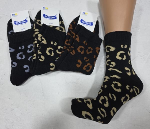 Шкарпетки "Master" 4102-7 махрові жіночі р. 23-25 -випадкове асорті -(Махра -чорні +леопардовий мікс -махра) -уп. 12 шт