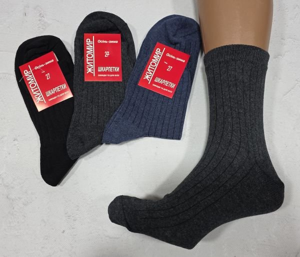 Шкарпетки Житомир "П.П. Красота П/Ш Осінь-Зима" 228-2 напіввовна /бавовна чоловічі (червона етикетка) р. 27, 29-31 -(асорті -п/ш у рубчик) -уп. 12 шт