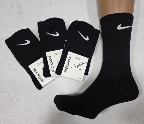 Шкарпетки "NiceSocks" 164-BL стрейч/ cotton чоловічі, р. 40-45 -(Чорні -cotton-Теніс +значок) -уп. 10 шт