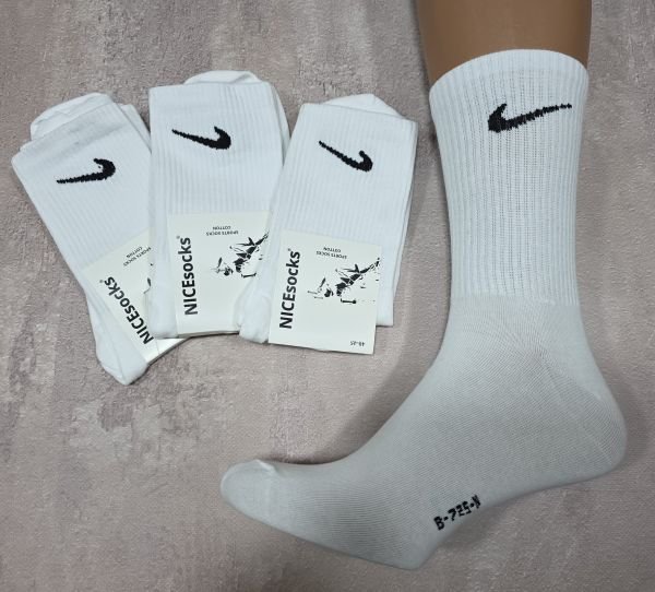 Шкарпетки "NiceSocks" 165-WT стрейч/ cotton чоловічі, р. 40-45 -(Білі -cotton-Теніс +значок) -уп. 10 шт