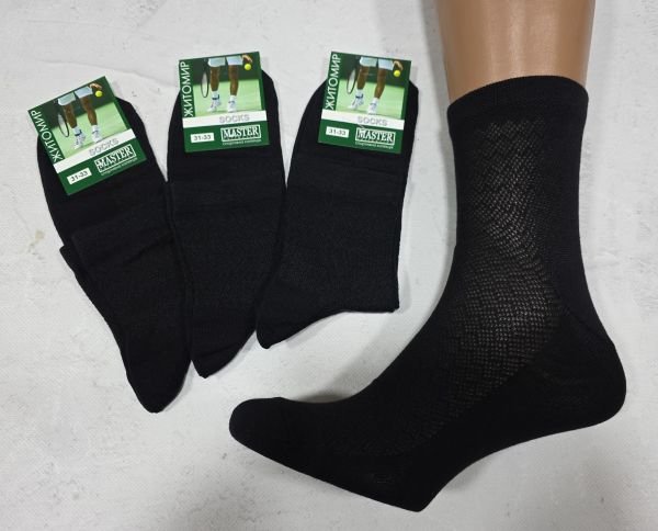 Шкарпетки Житомир "Master" С93-16 сітка-cotton чоловічі, р. 31-33 -чорні -(сітка -середні з дрібним візерунком однотонні -чол.) -уп. 12 шт