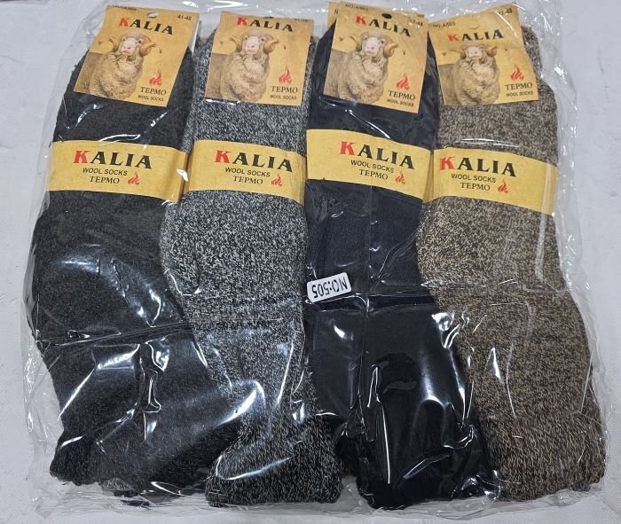 Шкарпетки "KALIA" 505 термо вовна +ангора на махрі чоловічі, р. 41-47 -асорті -(меланжеві -в'язані -чол.) -уп. 12 шт