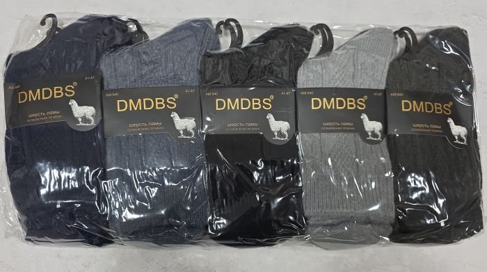 Шкарпетки "DMDBS" АМ-940 вовна лами +з ослабленою гумкою чоловічі, р. 41-47 -асорті -(Однотонні з рельєфним візерунком) -уп. 10 шт