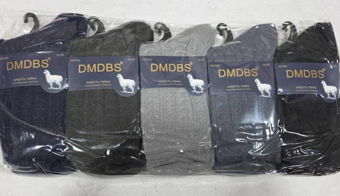 Шкарпетки "DMDBS" АМ-939 вовна лами +з ослабленою гумкою чоловічі, р. 42-48 -асорті -(Однотонні з рельєфним візерунком) -уп. 10 шт