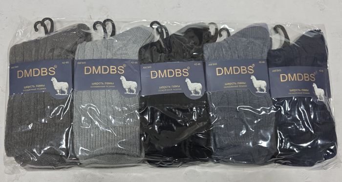 Шкарпетки "DMDBS" АМ-945 вовна лами +з ослабленою гумкою чоловічі, р. 42-48 -асорті -(Однотонні з рельєфним візерунком) -уп. 10 шт