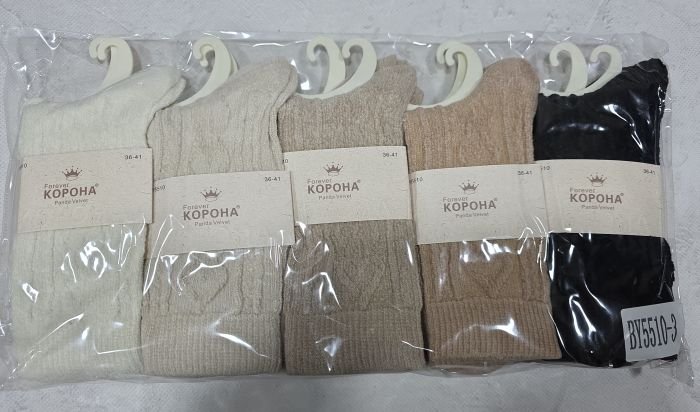 Шкарпетки "Корона" ВY-5510-3 понда вельвет жіночі, р. 36-41 -асорті -(однотонні в рельєфній візерунок з ромбами) -уп. 10 шт