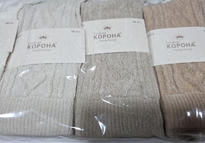 Шкарпетки "Корона" ВY-5510-3 понда вельвет жіночі, р. 36-41 -асорті -(однотонні в рельєфній візерунок з ромбами) -уп. 10 шт