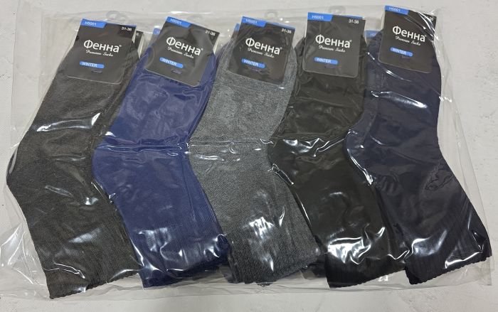 Шкарпетки "Фенна" Н-5001-2 махрові підліткові р. 31-36, 36-40 -асорті -(Хлопчик -однотонні з широкою гумкою в рубчик) -уп. 10 шт