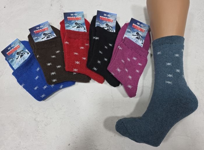 Шкарпетки Житомир "Преміум" 6062-17 махрові жіночі р. 23-25 -асорті -(Махра -однотонні +дрібні сніжинки) -уп. 12 шт