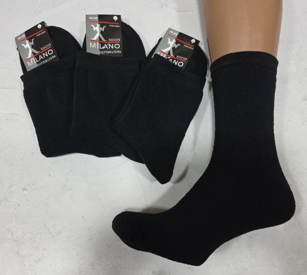 Шкарпетки Житомир "Преміум-MILANO" 3001-30 махрові чоловічі, р. 40-45 -(Махра -чорні /однотонні) -уп. 12 шт