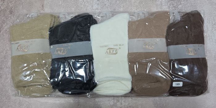 Шкарпетки "AKFU" В-2268-А термо альпака жіночі, р. 36-41 -(Однотонні /високі -кавовий мікс) -уп. 10 шт